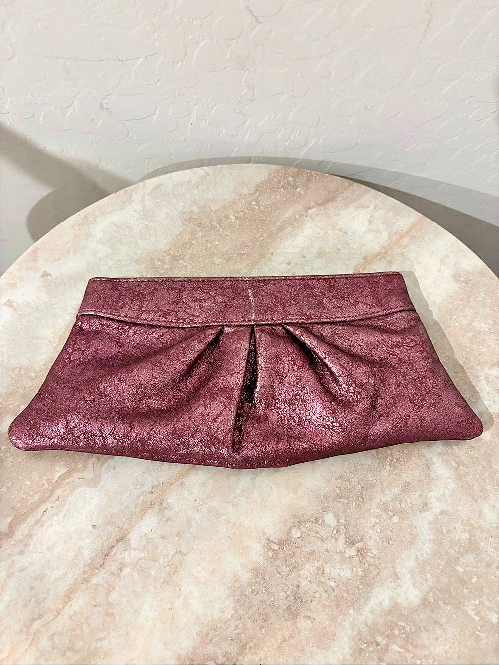 Lauren Merkin Metallic Pleated Clutch